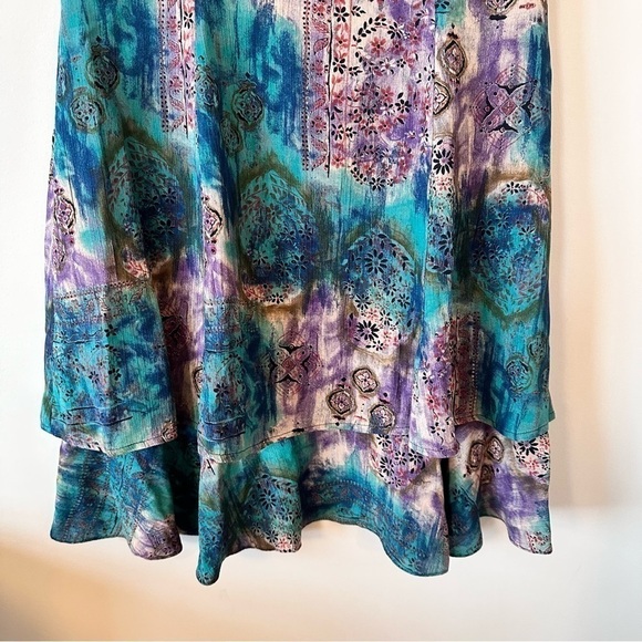 Vintage “Allegra” Floral Watercolour Tiered Dress - Picture 12 of 14